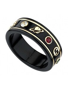 GUCCI Icon ring Δαχτυλίδι 18k ΚΙΤΡΙΝΟΣ ΧΡΥΣΟΣ με μαύρο corundum & τοπάζι -