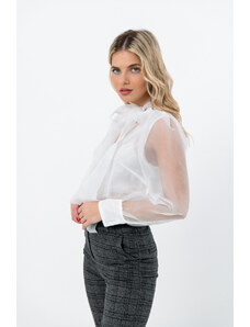 FreeStyle Organza Shirt with Tie. White