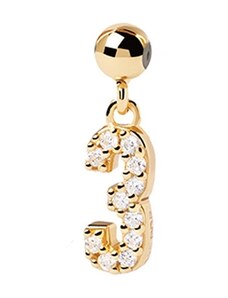 PDPAOLA Charms Number 3 Zircons | Silver 925° Gold Plated 18K CH01-007-U