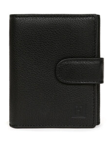 HEXAGONA Γυναικείο πορτοφόλι μικρό με κούμπωμα σε μαύρο δέρμα FGB246DB - 227167-01
