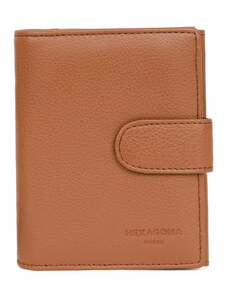 HEXAGONA Γυναικείο πορτοφόλι μικρό με κούμπωμα σε ταμπά δέρμα FGC245DC - 227167-02