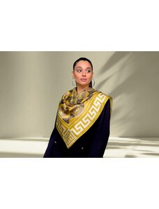 Ancient Greek Scarves Gold square pure silk scarf