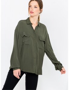 Σκούρο πράσινο φαρδύ πουκάμισο CAMAIEU - Γυναικεία