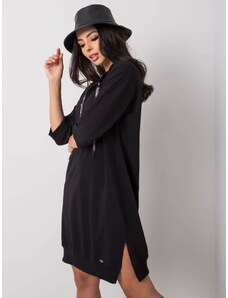 Fashionhunters Μαύρο βαμβακερό φόρεμα με φερμουάρ