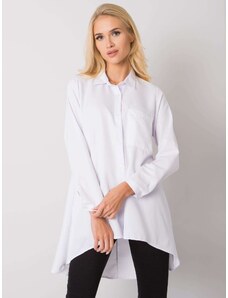 Fashionhunters Λευκό μπλουζάκι με μακρύτερη πλάτη