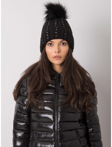 Fashionhunters Μαύρο μονωμένο καπέλο με εφαρμογές