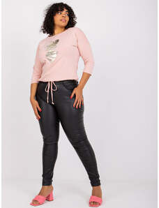 Fashionhunters Σκονισμένη ροζ βαμβακερή μπλούζα μεγαλύτερου μεγέθους του Sammy