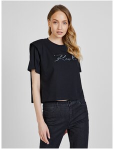 Μαύρο Γυναικείο T-Shirt με Μαξιλαράκια Ώμου KARL LAGERFELD - Γυναικεία