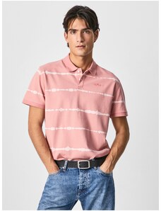 Ροζ Ανδρικό Ριγέ Polo T-Shirt Pepe Jeans Farrell - Ανδρικά