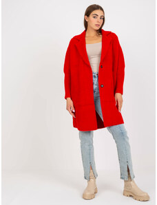 Fashionhunters Γυναικείο κόκκινο παλτό αλπακά με τσέπες από την Eveline