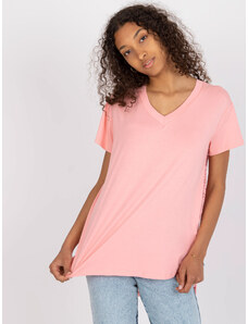 Fashionhunters Ανοιχτό ροζ μπλούζα βισκόζης με δαντέλα στην πλάτη