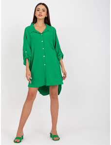 Fashionhunters Πράσινο casual φόρεμα με γιακά από την Elaria