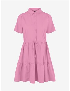 Pieces Ροζ κοντό πουκάμισο φόρεμα κομμάτια Valdine - Γυναίκες