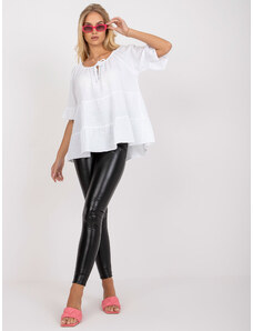 Fashionhunters Λευκή casual μπλούζα με βολάν OCH BELLA