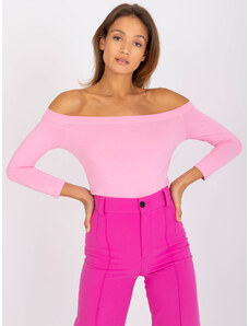 Fashionhunters Ανοιχτό ροζ γυναικεία βαμβακερή μπλούζα basic Blink