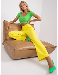 Fashionhunters RUE PARIS κίτρινο υφασμάτινο παντελόνι με ψηλή μέση