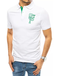 Ανδρικό λευκό μπλουζάκι πόλο με κέντημα Dstreet