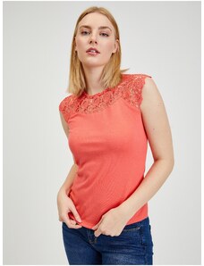 Πορτοκαλί Γυναικείο T-shirt με δαντέλα ORSAY - Γυναικεία