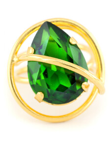 Bijou Box Δαχτυλίδι με πράσινο ζιργκόν από μπρούτζο χειροποίητο χρυσό LEVARN