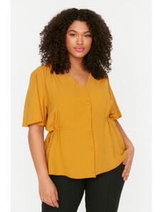 Trendyol Curve Plus Size Μπλούζα - Κίτρινη - Κανονική εφαρμογή