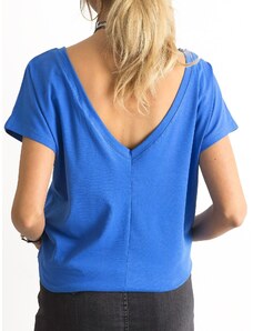 Fashionhunters T-shirt με λαιμόκοψη στο πίσω μέρος σε μπλε χρώμα