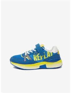 Κίτρινο-μπλε παιδικά sneakers με λεπτομέρειες σε σουέτ Replay - Κορίτσια