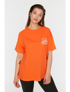 Trendyol Curve Plus Size T-Shirt - Πορτοκαλί - Κανονική εφαρμογή