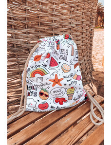 Kesi Backpack Τσάντα Πετσέτα 3in1 Color Print Λευκό