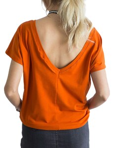 Fashionhunters Πίσω μπλουζάκι σε σκούρο πορτοκαλί χρώμα