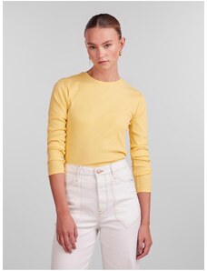 Κίτρινο Γυναικείο Βασικό Μακρυμάνικο T-Shirt Pieces Hand - Γυναικεία