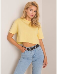 Fashionhunters T-shirt ανοιχτό κίτρινο Vicky RUE PARIS