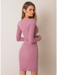 Fashionhunters RUE PARIS Υποτονικό ροζ ριγέ φόρεμα