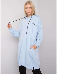 Fashionhunters Γαλάζιο γυναικείο φούτερ με κουκούλα