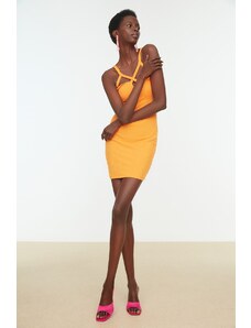 Trendyol Πορτοκαλί Κολάρο Λεπτομερής Πλεκτό Φόρεμα