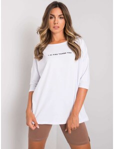 Fashionhunters Λευκή βαμβακερή μπλούζα με επιγραφή