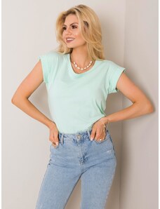 Fashionhunters Απλό γυναικείο T-shirt σε ανοιχτό χρώμα μέντας