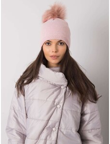 Fashionhunters Ανοιχτό ροζ χειμερινό καπάκι με πομπώδη