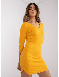 Fashionhunters Φωτεινό πορτοκαλί ριγέ φόρεμα από την Danielle RUE PARIS