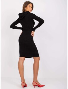 Fashionhunters Μαύρο ριπ φόρεμα με κουκούλα από τη Sabina