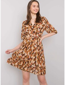 Fashionhunters Καφέ φόρεμα με μοτίβο ζώνης από την Sassari