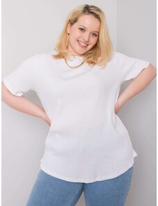 Fashionhunters Λευκή, oversized ριγέ μπλούζα