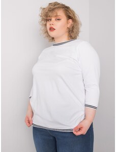 Fashionhunters Oversized λευκή μπλούζα με ραβδώσεις