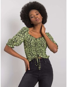 Fashionhunters Μαύρη και πράσινη μπλούζα με σχέδια Giavanna RUE PARIS