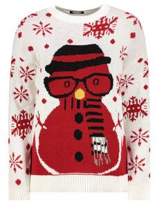 Kesi Χριστουγεννιάτικο πουλόβερ με χιονάνθρωπο εκρού