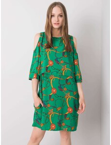 Fashionhunters RUE PARIS Πράσινο φόρεμα με σχέδια