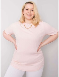 Fashionhunters Ανοιχτό ροζ ριγέ μπλούζα μεγαλύτερου μεγέθους