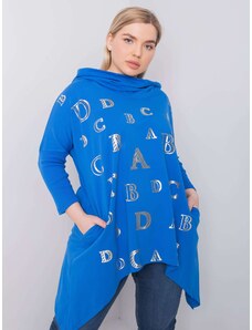 Fashionhunters Σκούρο μπλε φούτερ με oversized τύπωμα