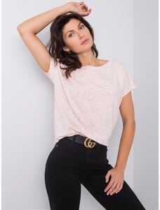 Fashionhunters T-shirt ανοιχτό ροζ με λαιμόκοψη στην πλάτη