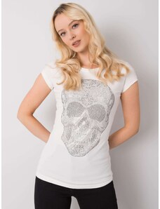 Fashionhunters Γυναικείο T-shirt Ecru με κρανίο