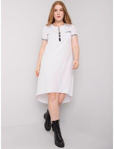 Fashionhunters Μεγαλύτερο λευκό βαμβακερό φόρεμα